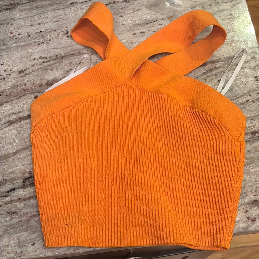 Aritzia Orange Ribbed Tank Top